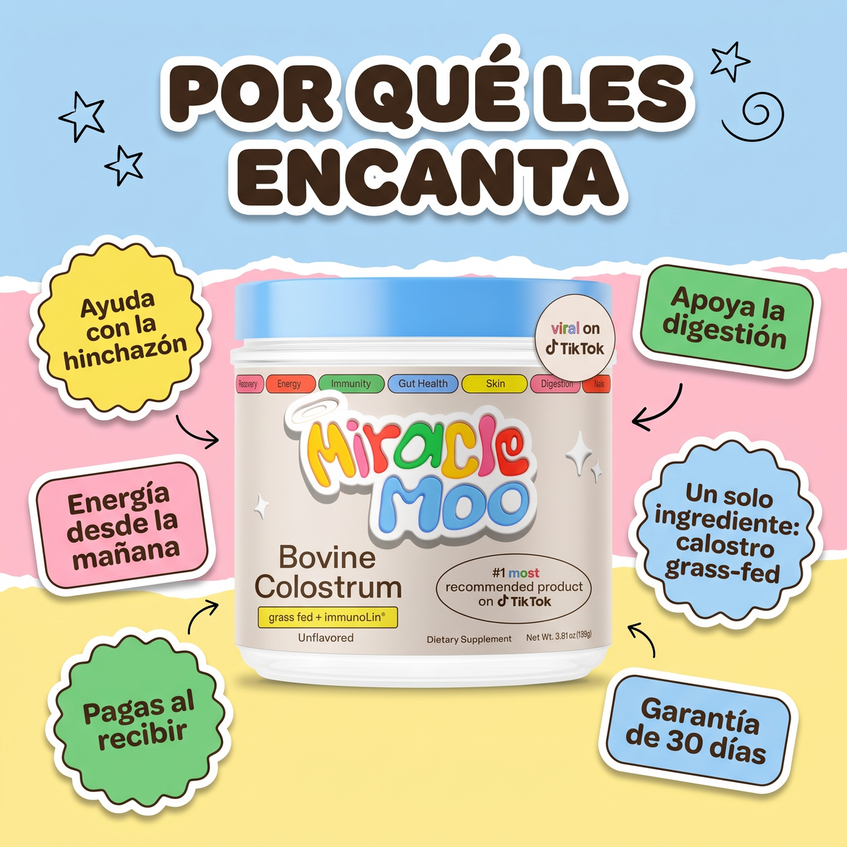 Miracle Moo Calostro Bovino en Polvo 108 g