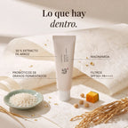 Lo que hay dentro del Relief Sun: 30 % extracto de arroz, probióticos, niacinamida y filtros SPF50+ PA++++